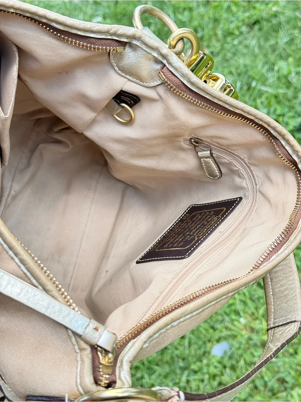 Coach Tan and Brown Signature Canvas Hobo
